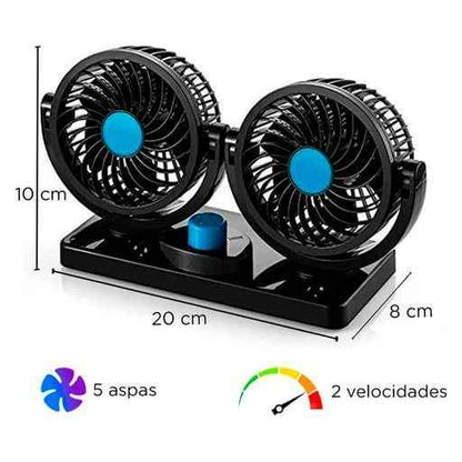 VENTILADOR DOBLE PARA AUTO – FRÍO EXTREMO AL INSTANTE