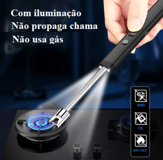 Isqueiro de Cozinha Recarregável USB Prático